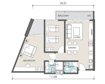 Type C1 - 827 sq ft